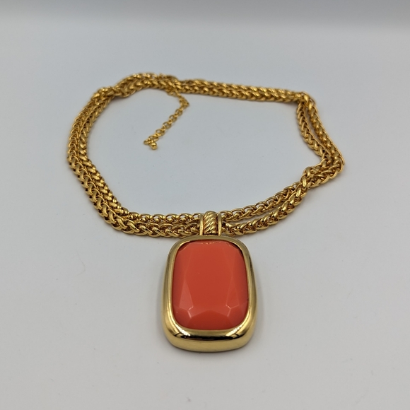 Joan Rivers Necklace Gold Tone 6 Color Changeable Plastic Stones Adjustable 32" - Picture 5 of 14